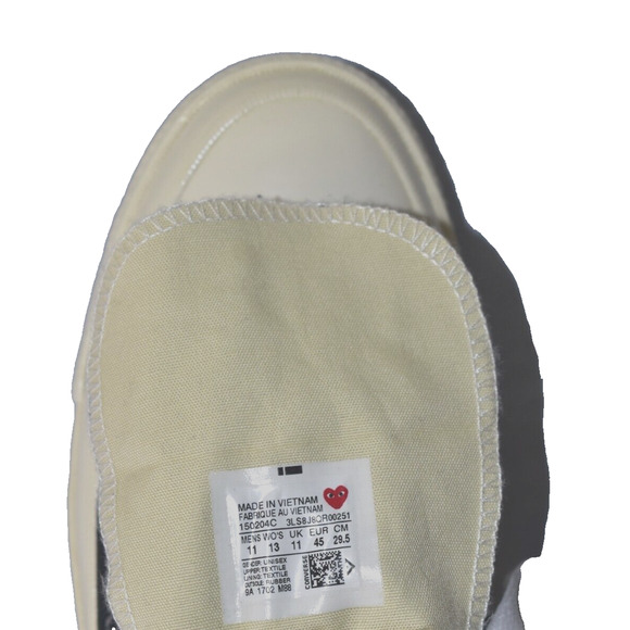 C5 NEW CONVERSE PLAY COMME DES GARCONS Black Canvas Sneaker Shoes Size 11 $125 - Picture 7 of 9